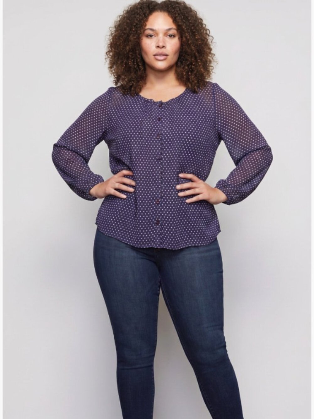 Boden Navy Pink Polka Dot Blouse 3/4 Sleeve Viscose Size 18 Plus Fits 16
